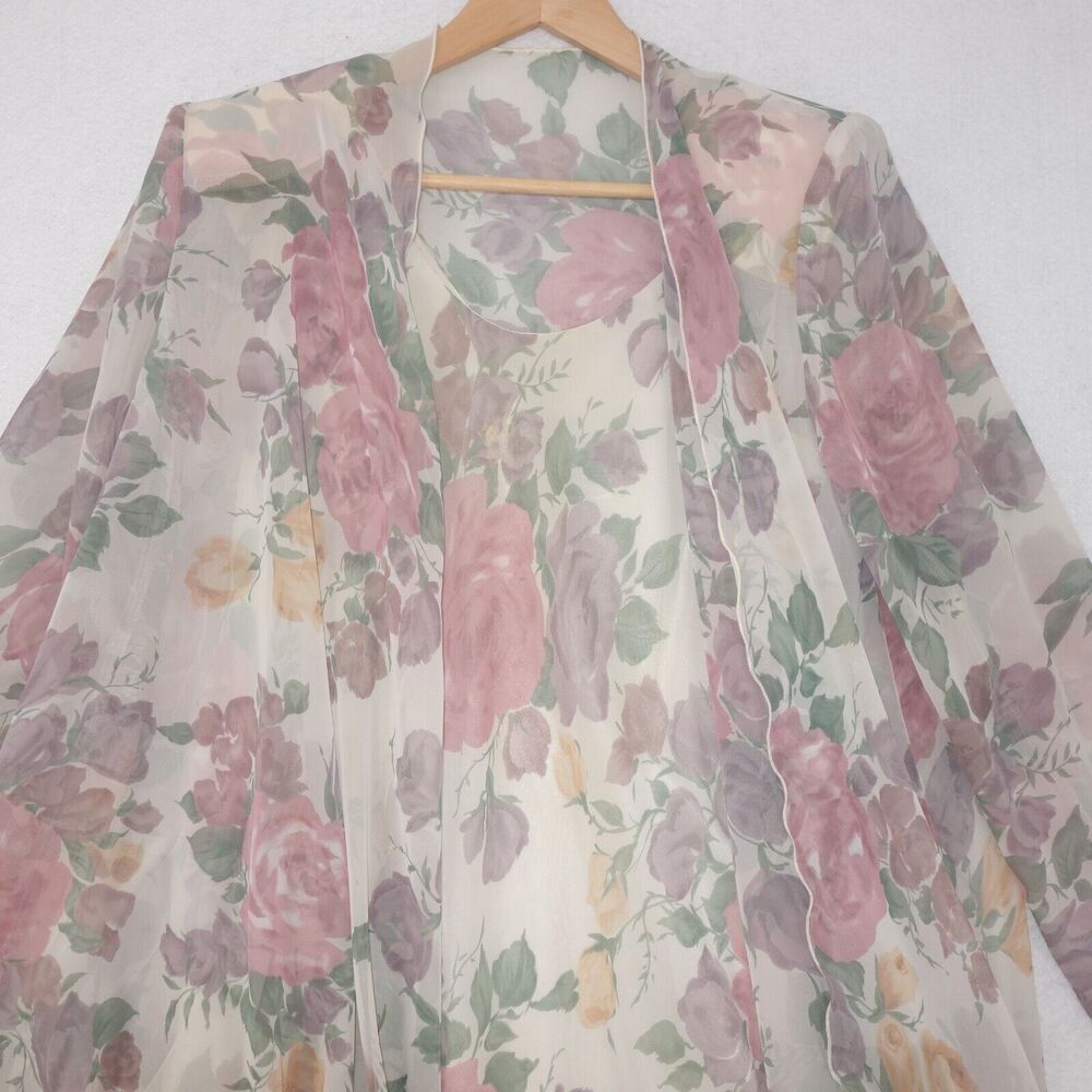 Jeffrey & Dara Evenings by Tom Barra Floral Dress + Jacket Women's 10 Vintage - Picture 2 of 8